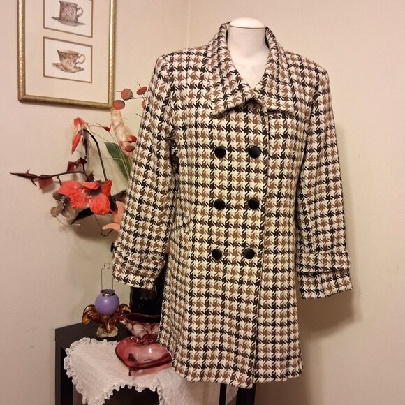 NEW Women’s Cream Brown Double-Breasted Lined Trench Coat Winter Outerwear 14 L - Picture 2 of 10